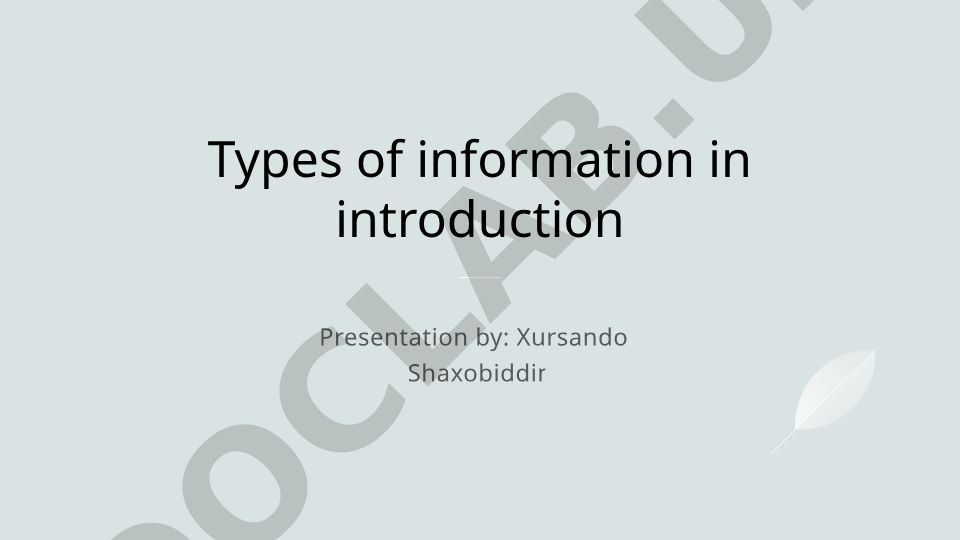 Types of information in introduction