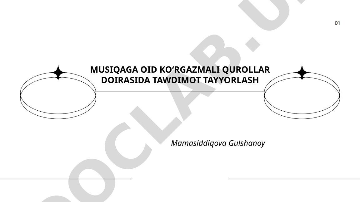 Musiqaga oid ko'rgazmali qurollar doirasida taqdimot tayyorlash