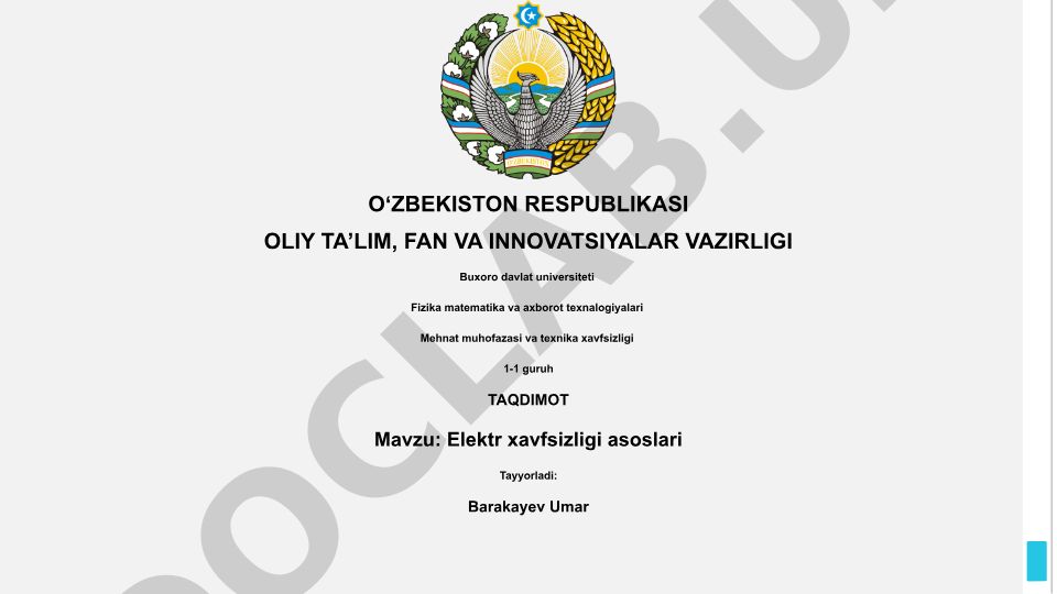 Elektr xavfsizligi asoslari