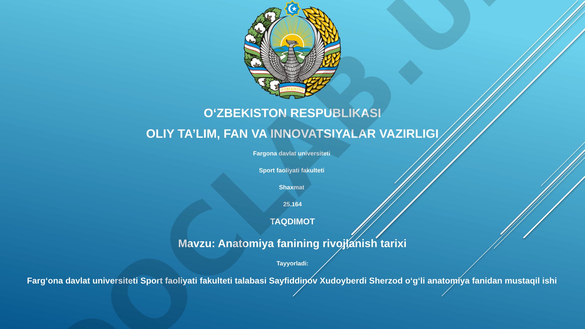 Anatomiya fanining rivojlanish tarixi