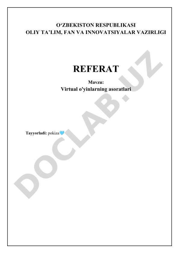 Virtual o'yinlarning asoratlari