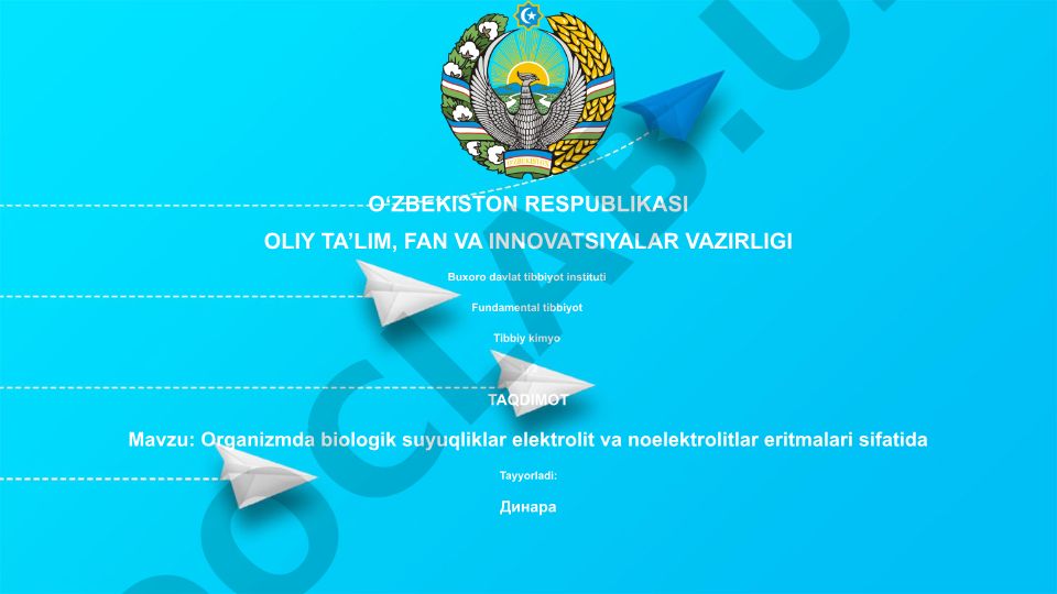 Organizmda biologik suyuqliklar elektrolit va noelektrolitlar eritmalari sifatida