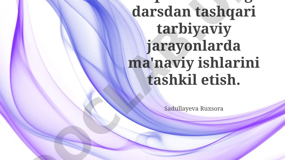 Oʻquvchilarning darsdan tashqari ma'naviy tarbiyasini tashkil etish