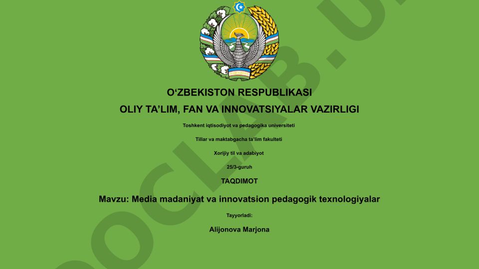 Media madaniyat va innovatsion pedagogik texnologiyalar