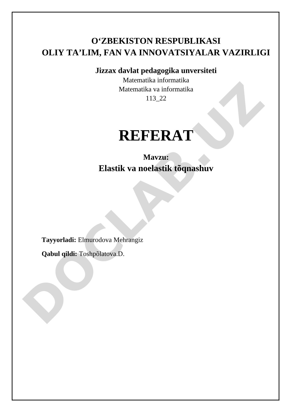 Elastik va noelastik to'qnashuv