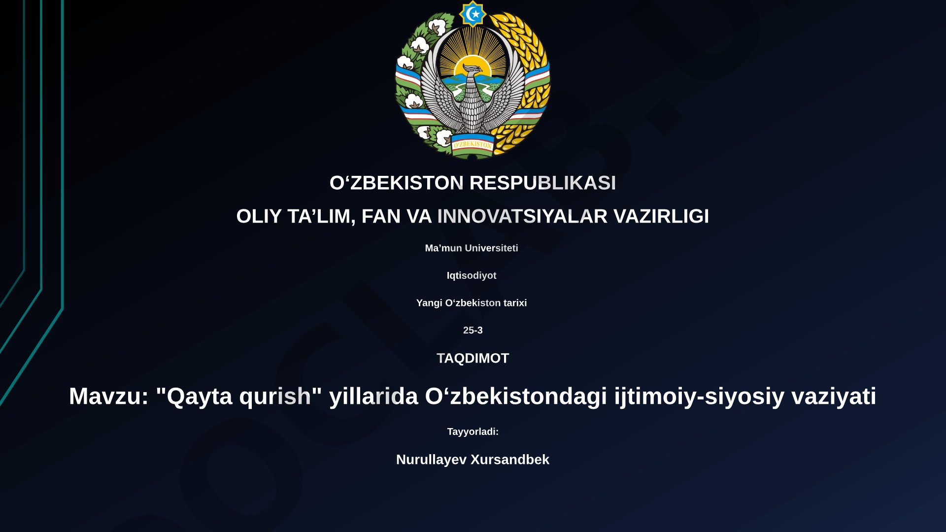 "Qayta qurish" yillarida Oʻzbekistondagi ijtimoiy-siyosiy vaziyati