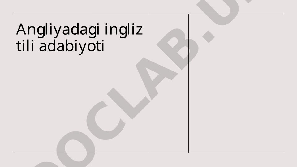 Angliyadagi ingliz tili adabiyoti va uning evolyutsiyasi