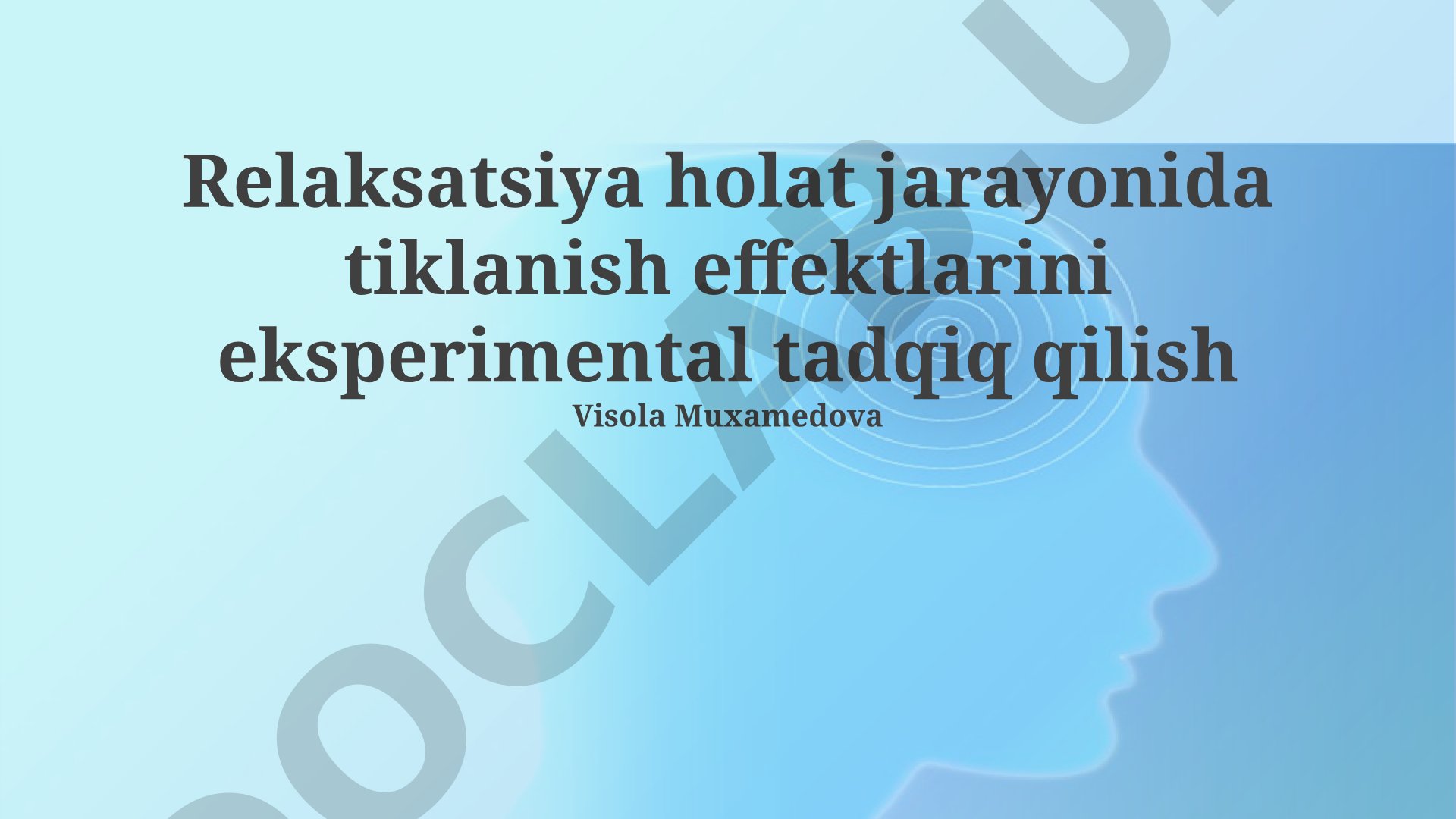 Relaksatsiya holat jarayonida tiklanish effektlarini eksperimental tadqiq qilish