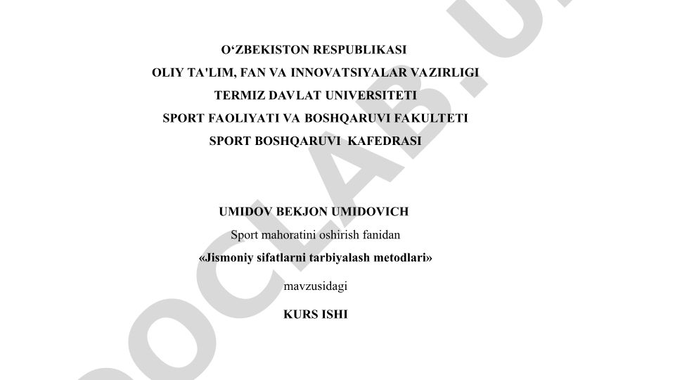 Jismoniy sifatlarni tarbiyalash metodlari