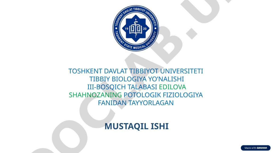 Patologik fiziologiya fanidan: To'liq va to'liq bo'lmagan ochlik