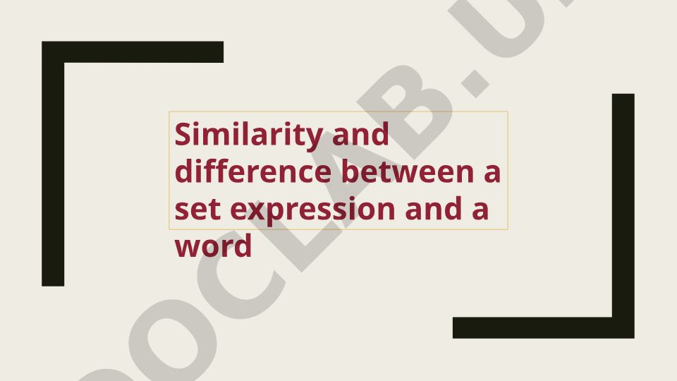 Similarity and difference between a set expression and a word