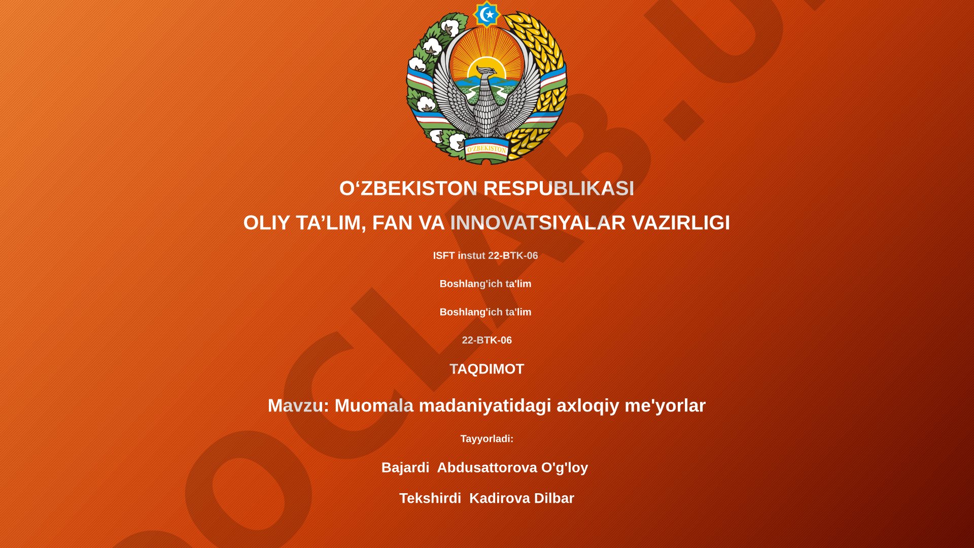 Muomala madaniyatidagi axloqiy me'yorlar