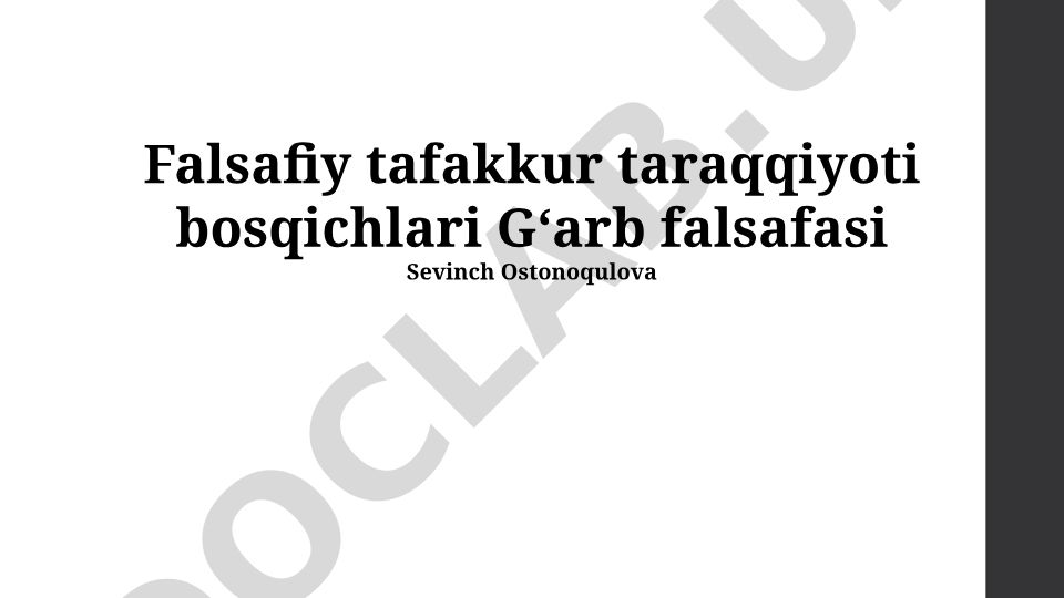 Falsafiy tafakkur taraqqiyoti bosqichlari