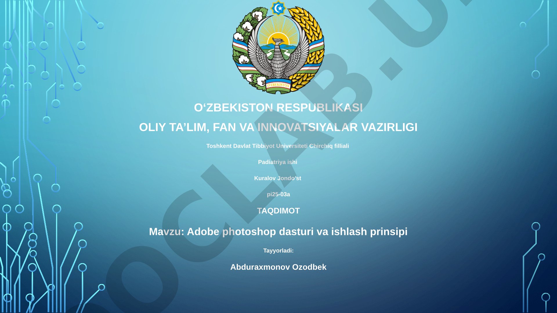 Adobe photoshop dasturi va ishlash prinsipi