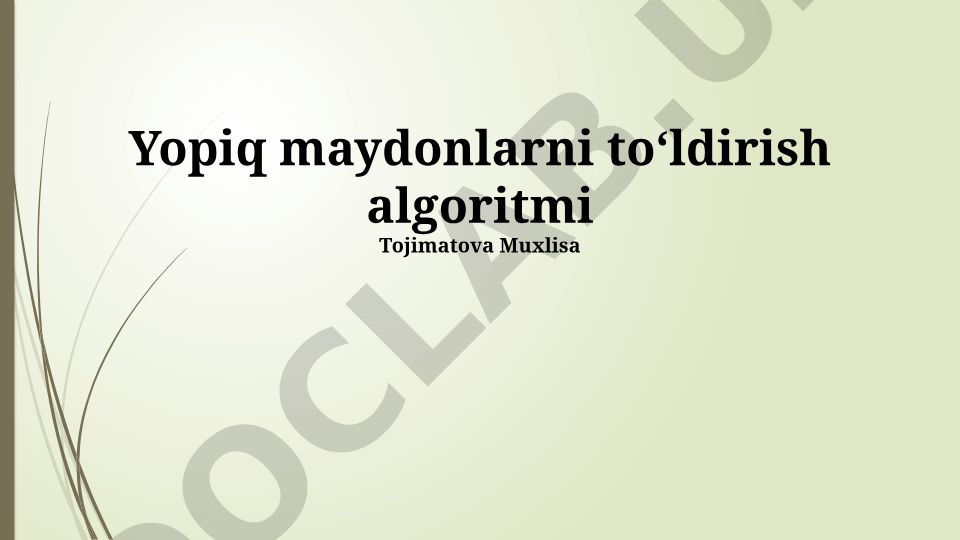 Yopiq maydonlarni toʻldirish algoritmlari va ularning taqqoslashi
