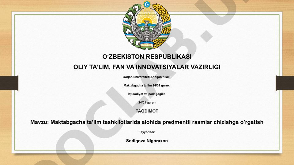 Maktabgacha ta'lim tashkilotlarida alohida predmentli rasmlar chizishga o'rgatish