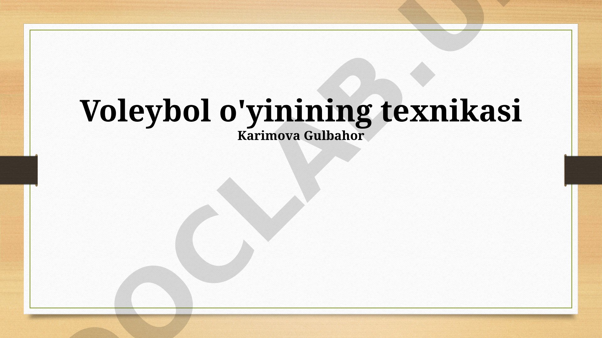 Voleybol o'yinining texnikasi
