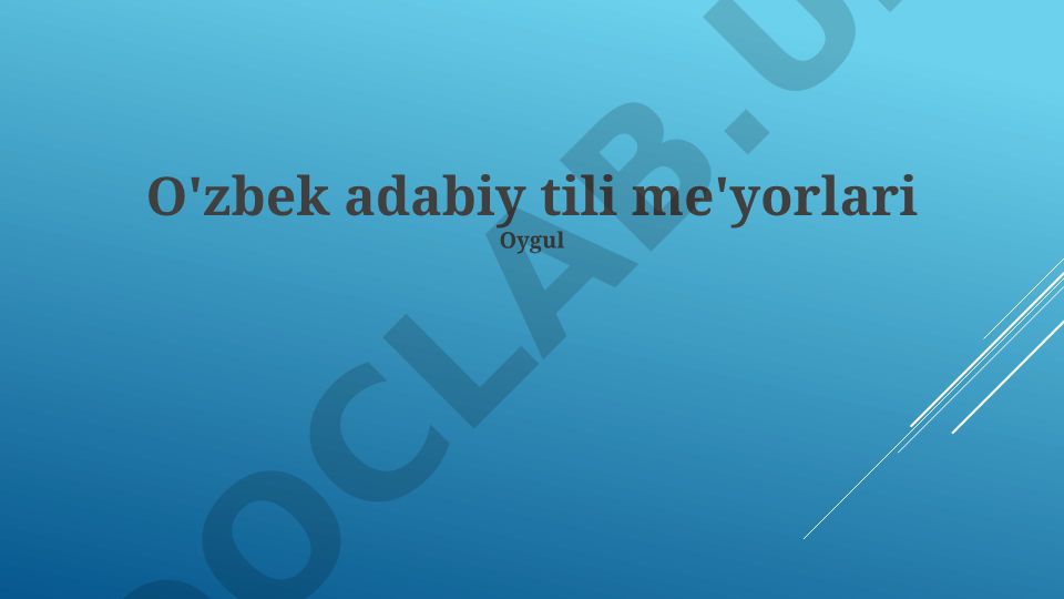 O'zbek adabiy tili me'yorlari