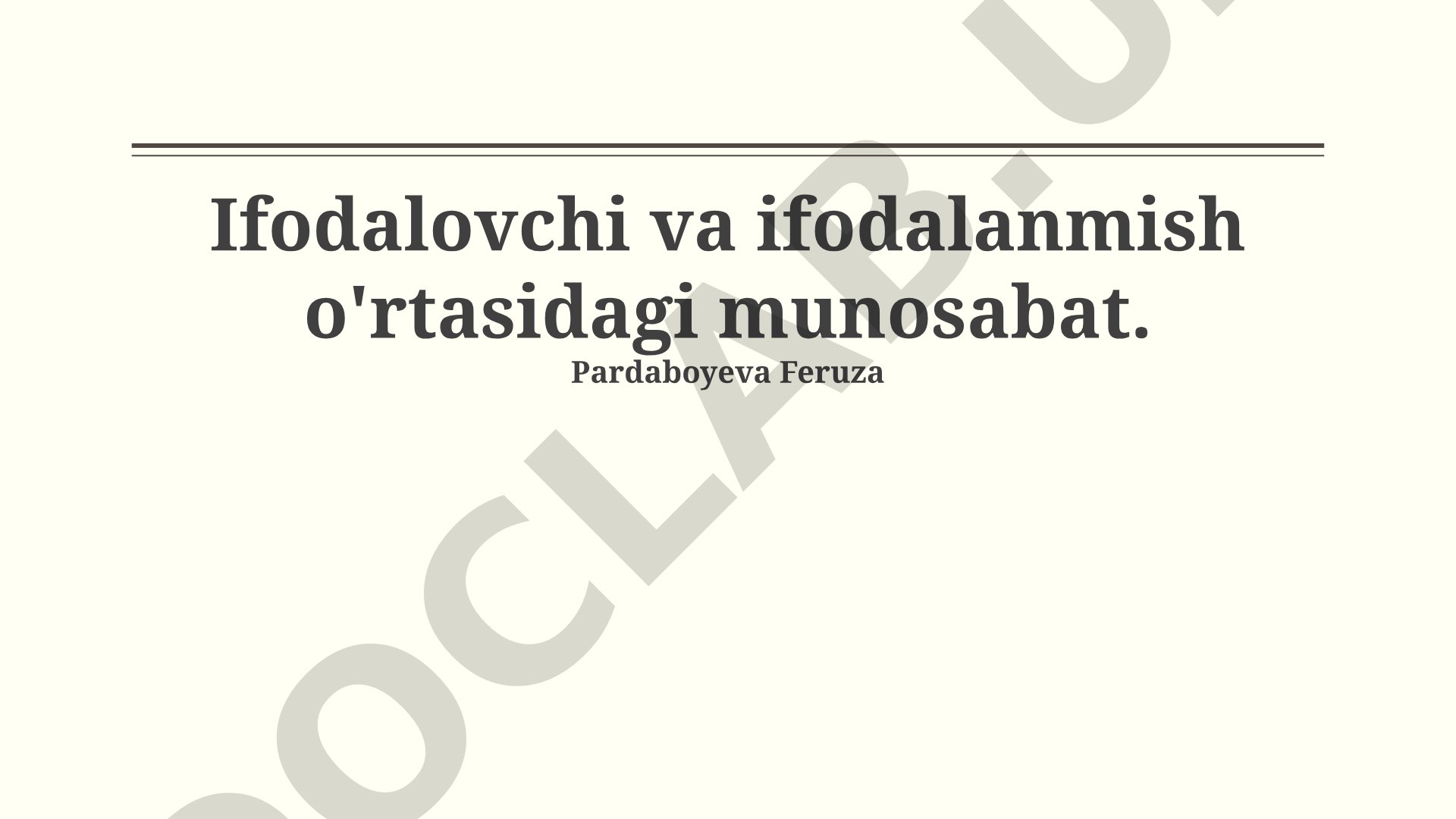 Ifodalovchi va ifodalanmish o'rtasidagi munosabat