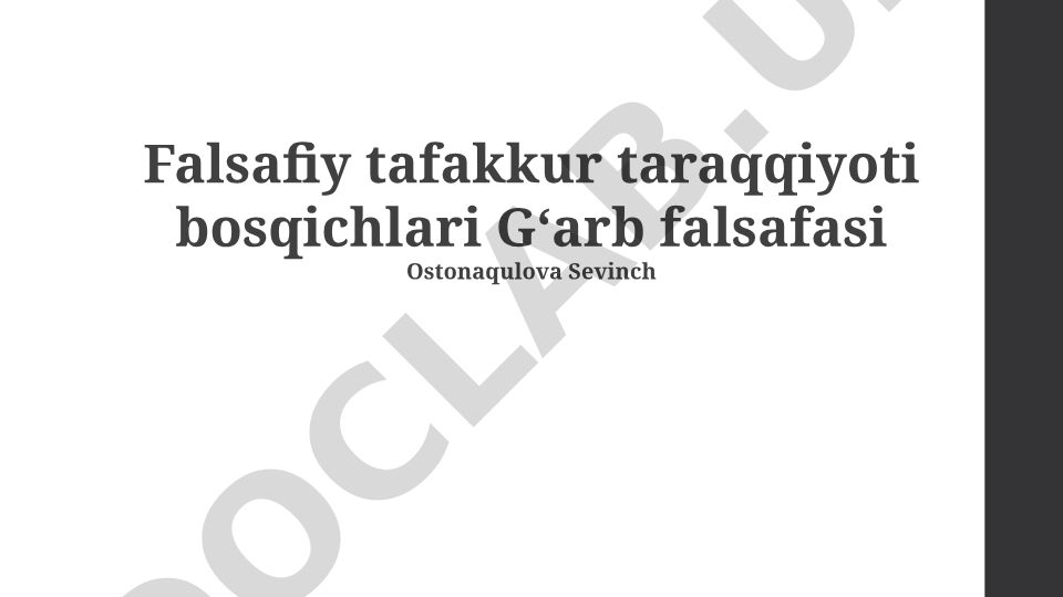 Falsafiy tafakkur taraqqiyoti bosqichlari