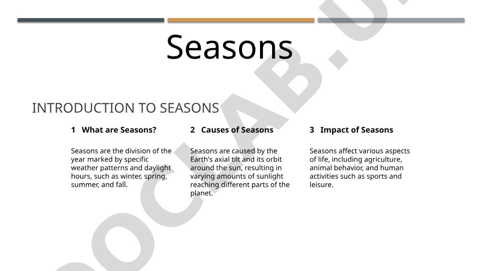 Introduction to Seasons: Causes and Impacts