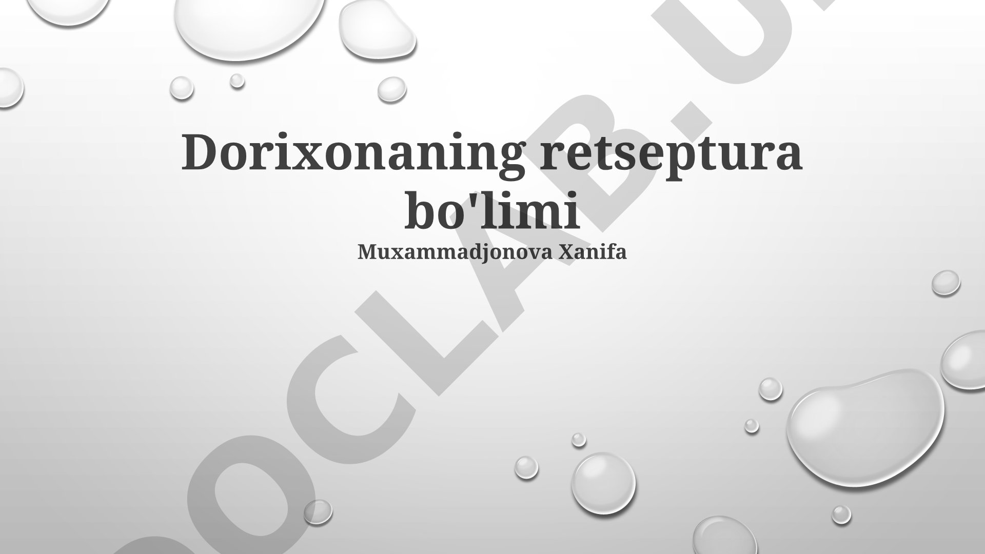 Dorixonaning retseptura bo'limi