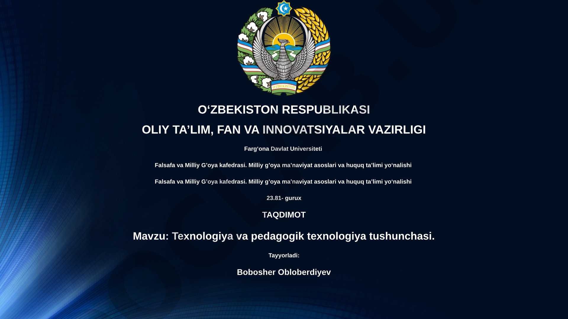 Texnologiya va pedagogik texnologiya tushunchasi