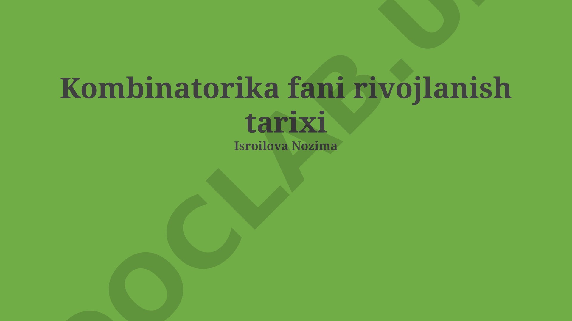 Kombinatorika fani rivojlanish tarixi