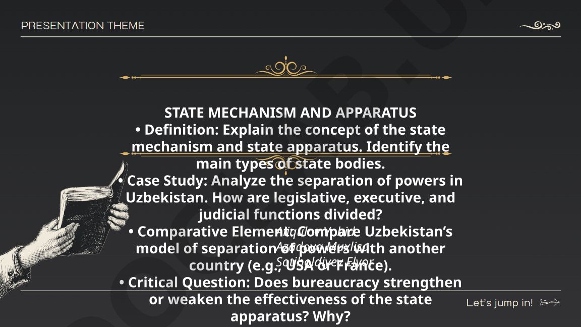 State Mechanism and Apparatus Analysis