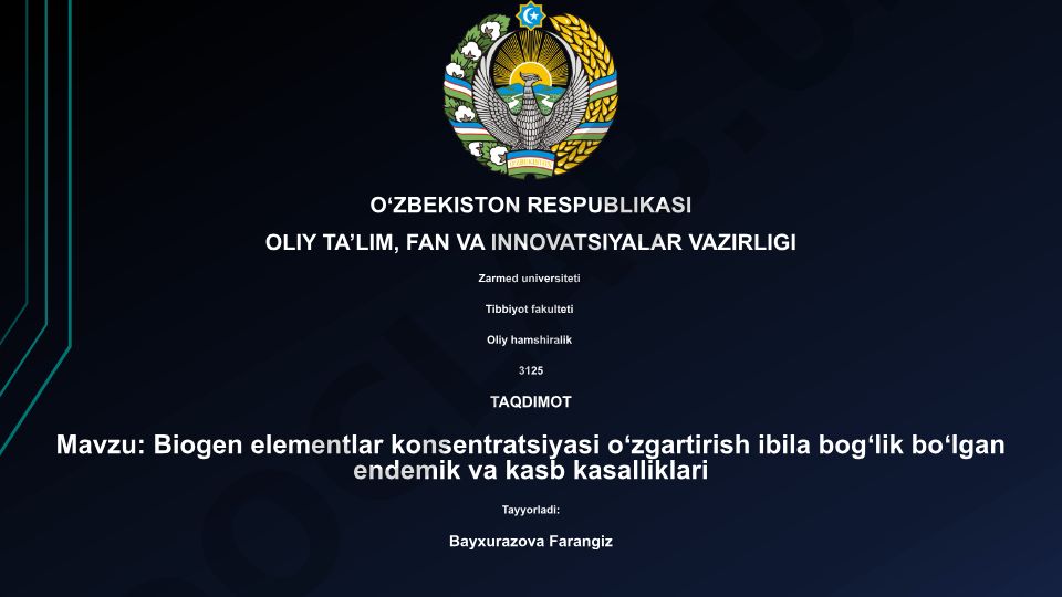 Biogen elementlar konsentratsiyasi oʻzgartirish ibila bogʻlik boʻlgan endemik va kasb kasalliklari