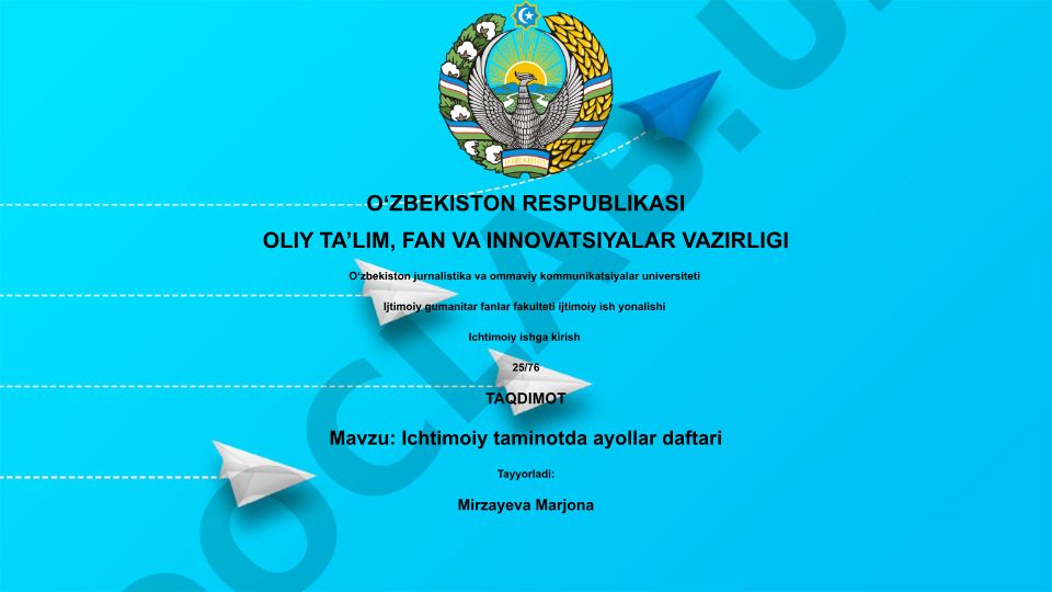 Ichtimoiy taminotda ayollar daftari