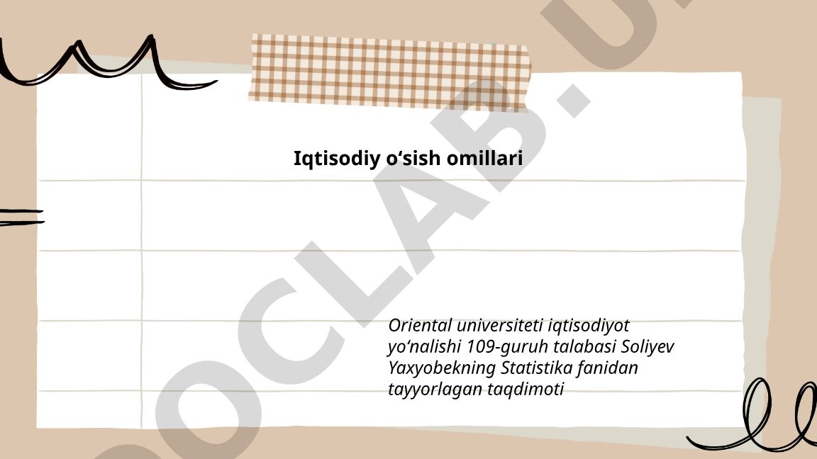 Iqtisodiy oʻsish omillari