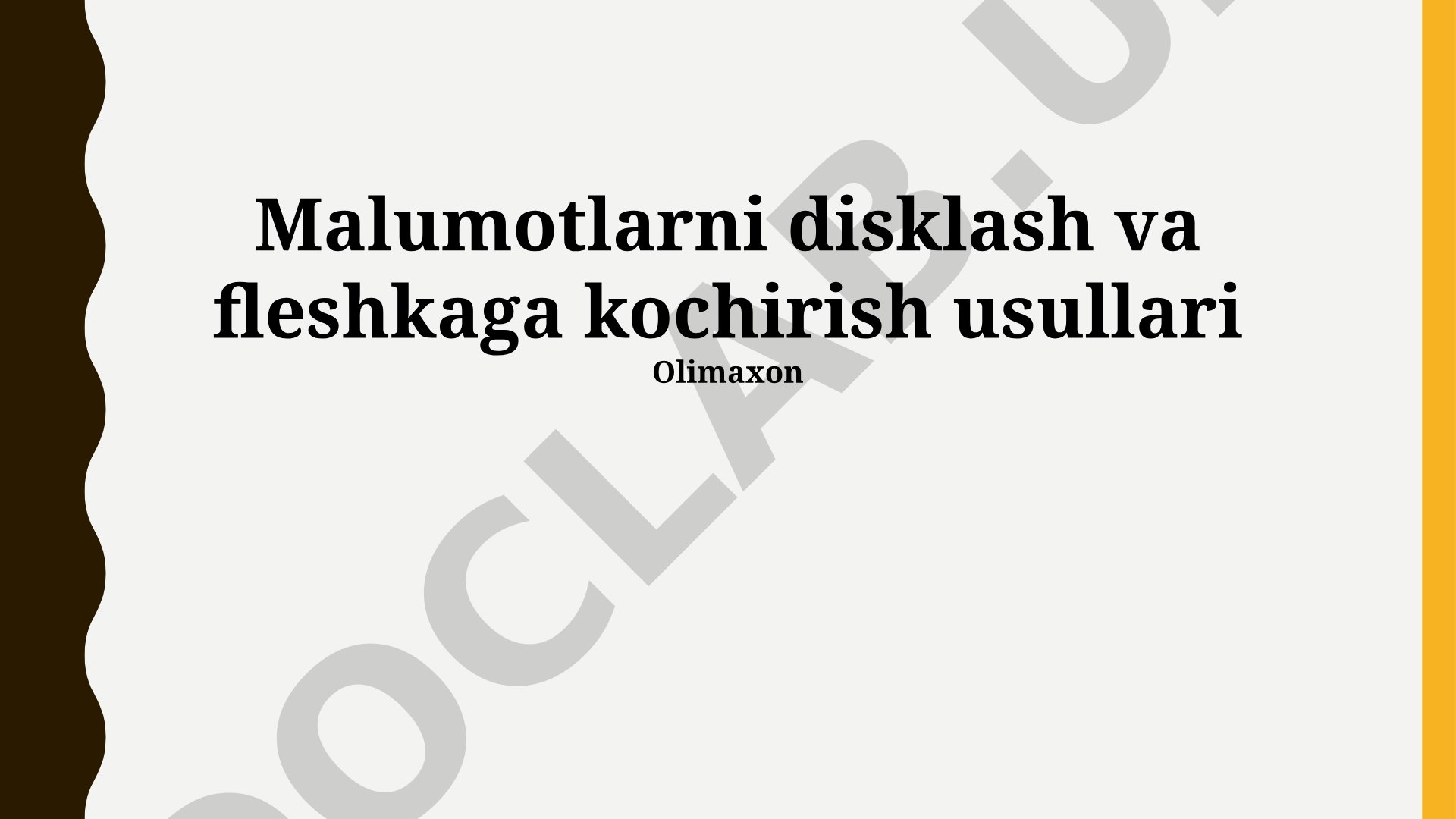 Ma'lumotlarni disklarga va fleshkaga ko'chirish usullari