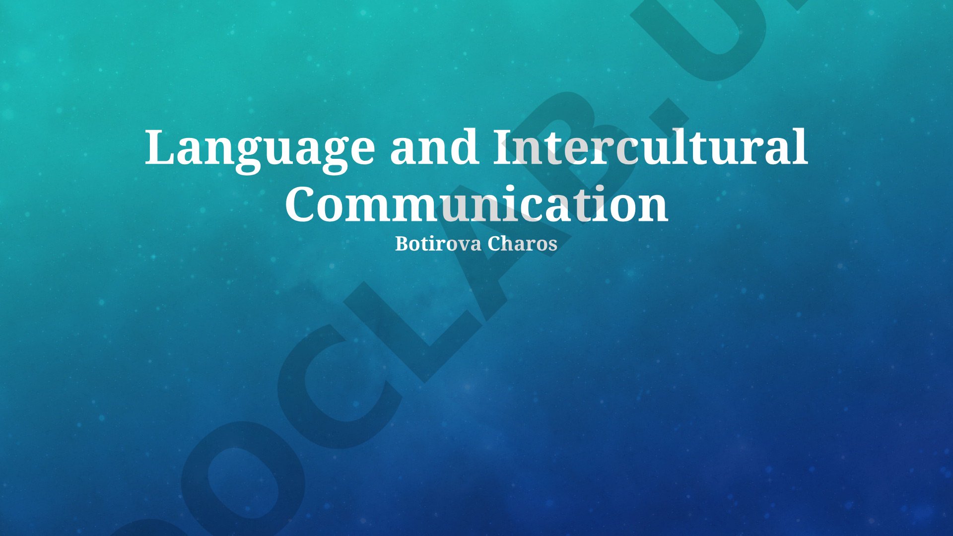 Language and Intercultural Communication