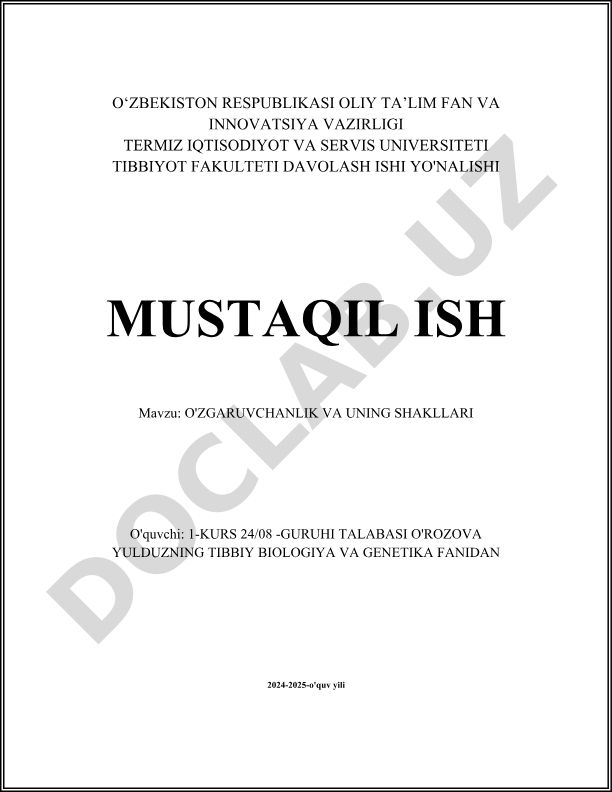 O'zgaruvchanlik va uning shakllari