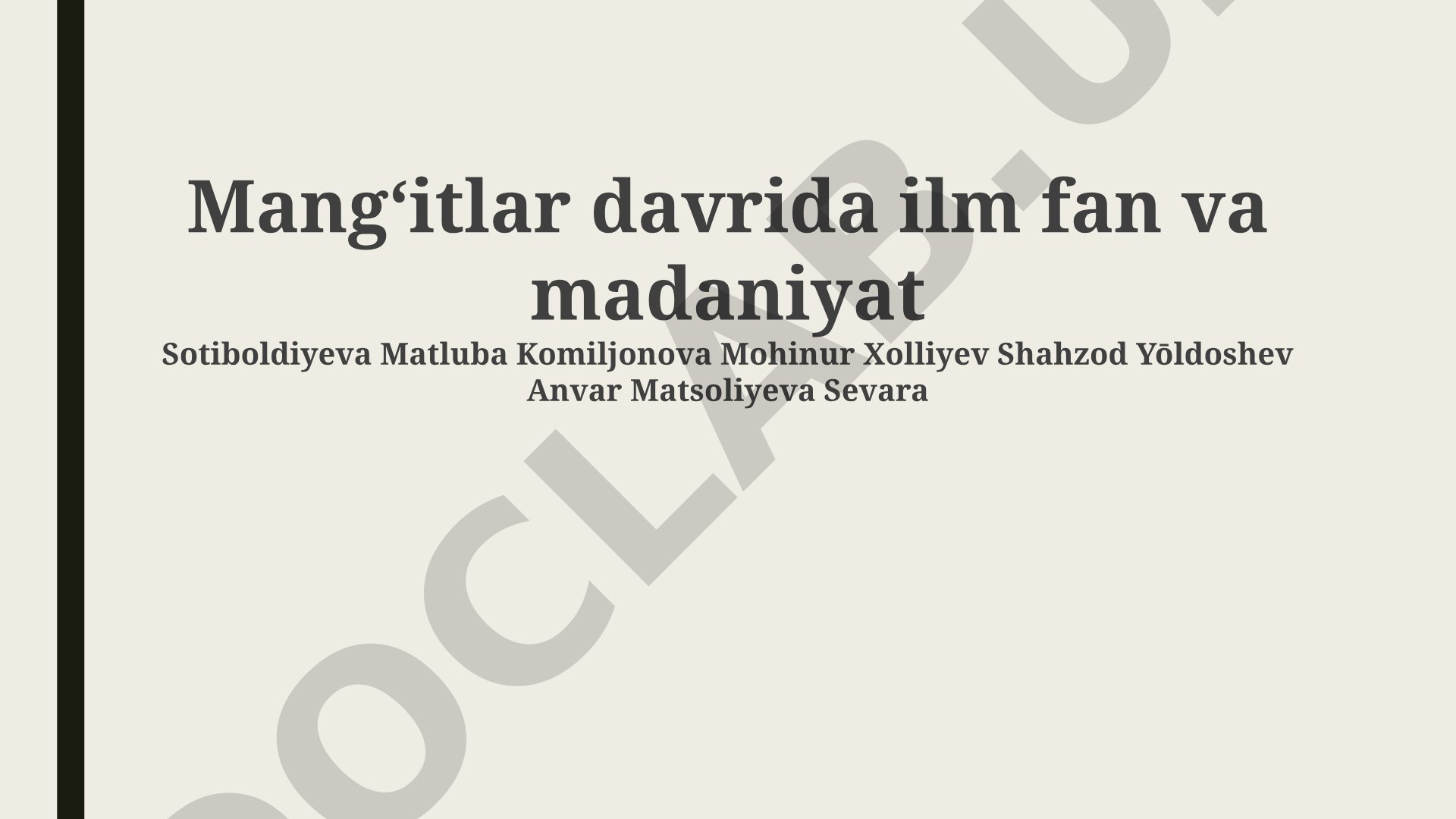 Mangʻitlar davrida ilm fan va madaniyat