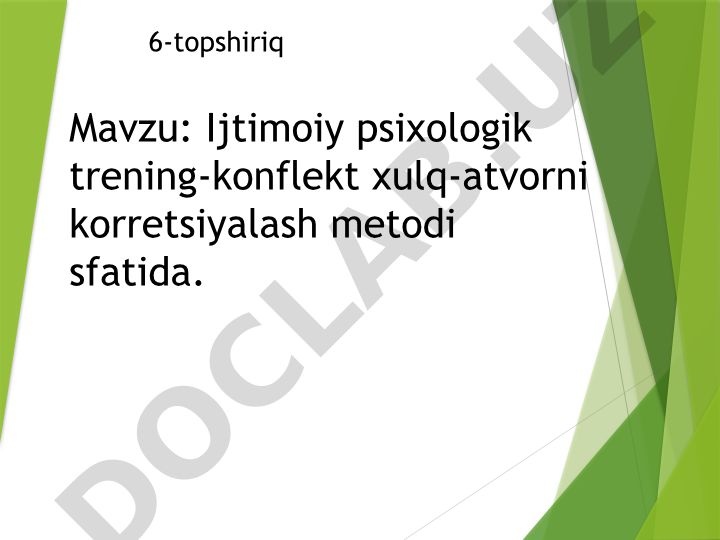 Ijtimoiy psixologik trening-konflekt xulq-atvorni korretsiyalash metodi sfatida