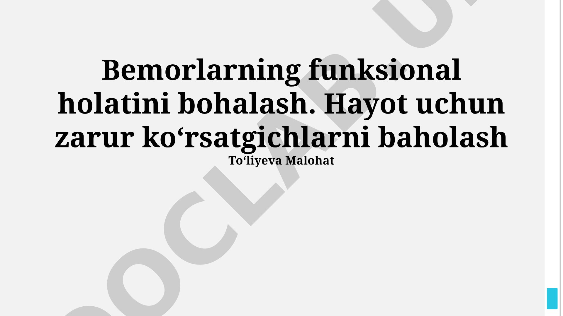 Bemorlarning funksional holatini baholash