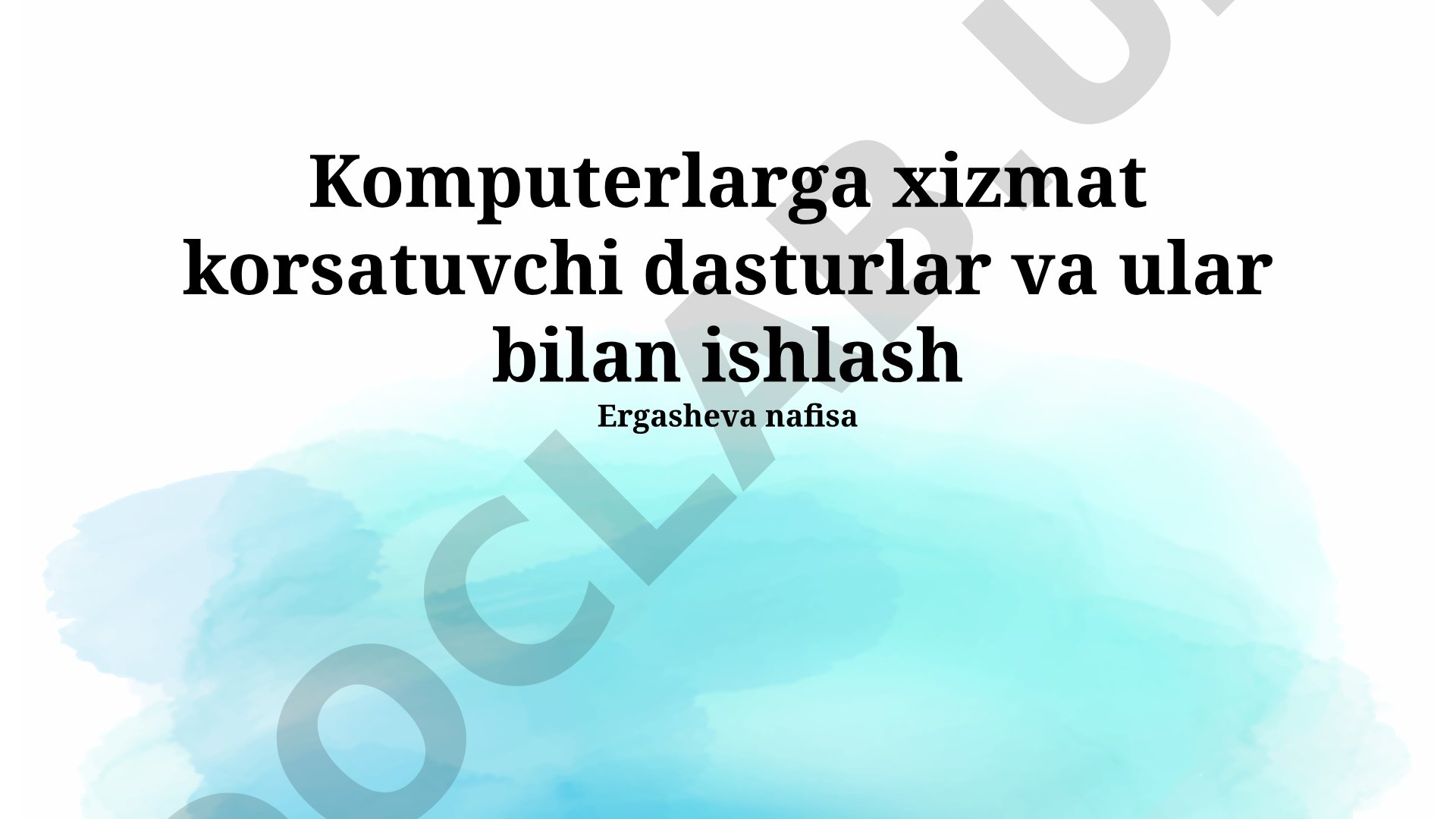 Komputerlarga xizmat korsatuvchi dasturlar va ular bilan ishlash