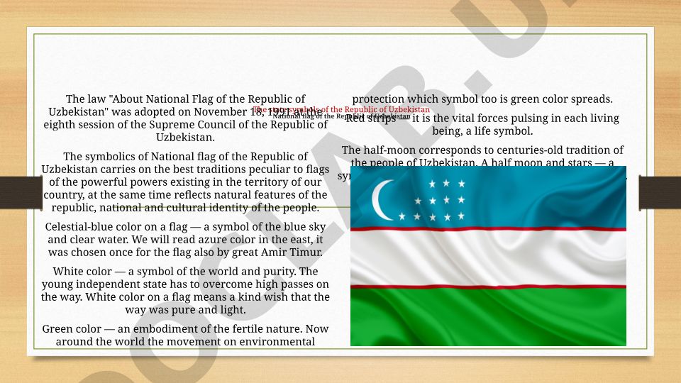 The state symbols of the Republic of Uzbekistan