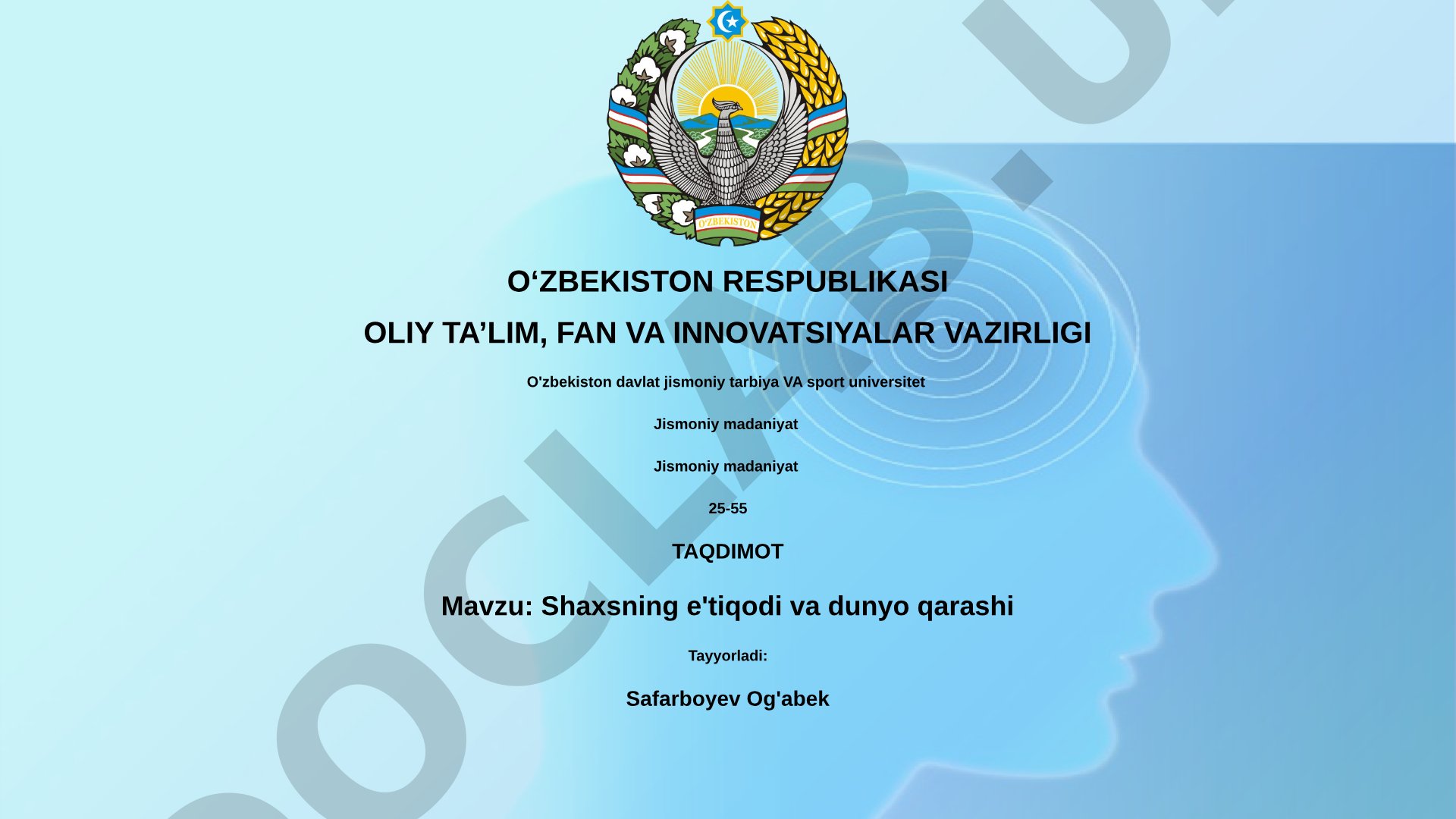 Shaxsning e'tiqodi va dunyo qarashi