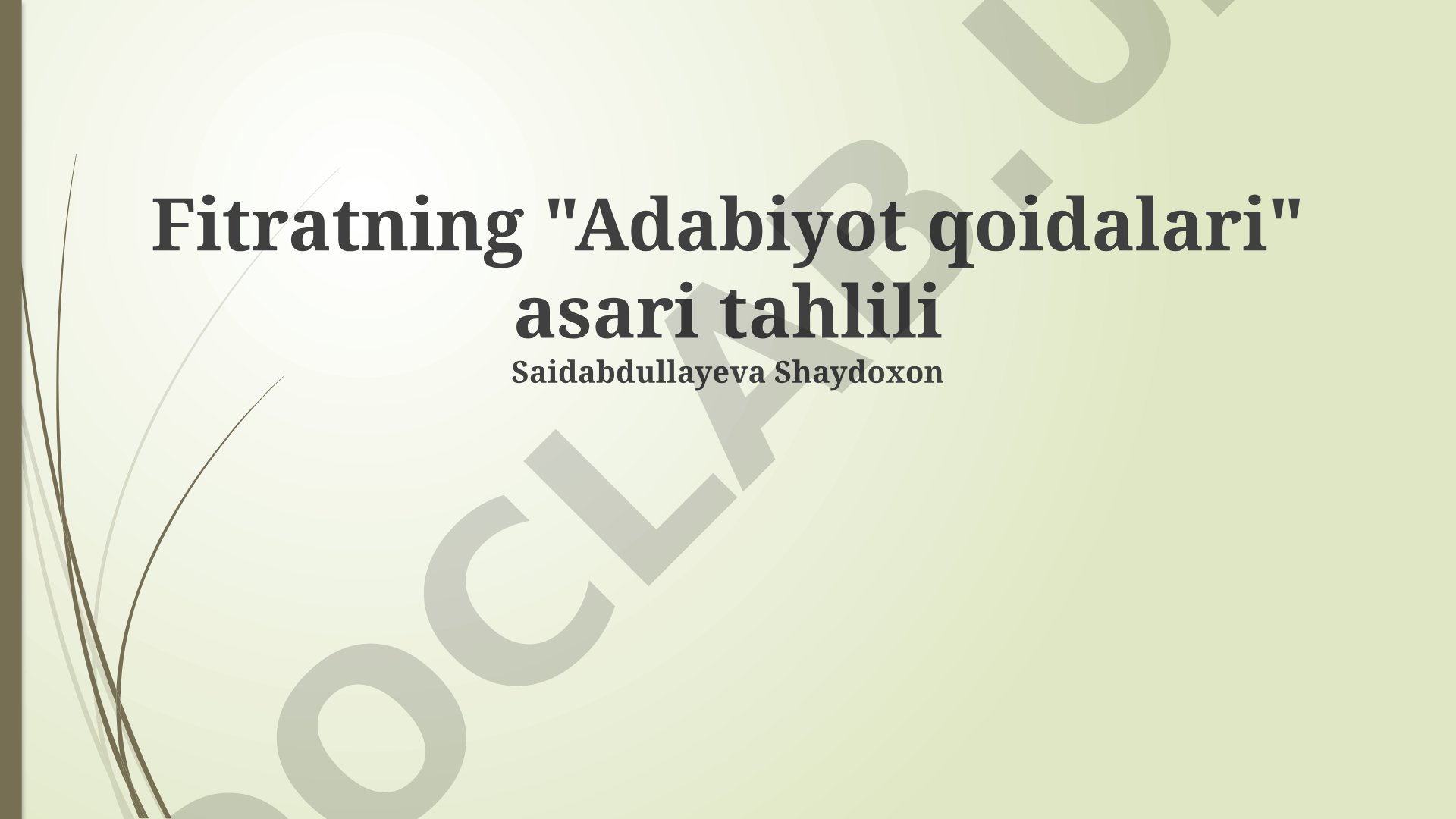 Fitratning "Adabiyot qoidalari" asari tahlili