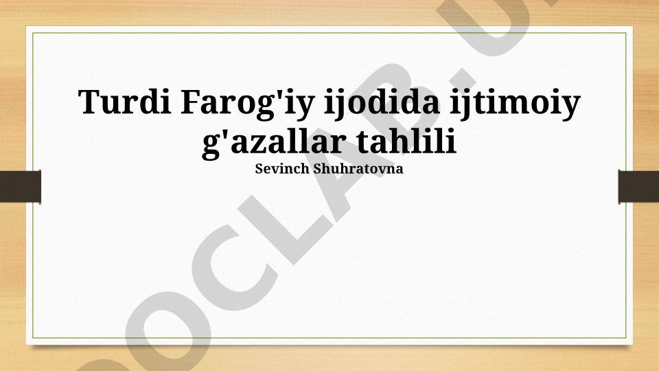 Turdi Farog'iy ijodida ijtimoiy g'azallar tahlili