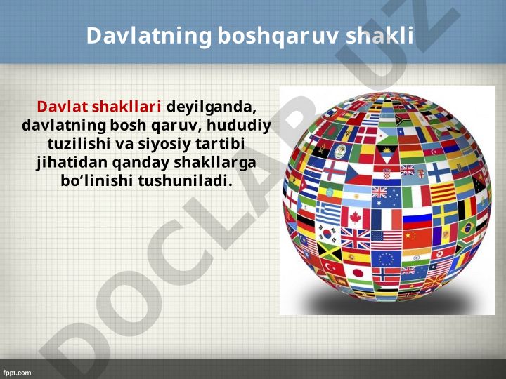 Davlat boshqaruv shakllari va monarxiya tushunchasi