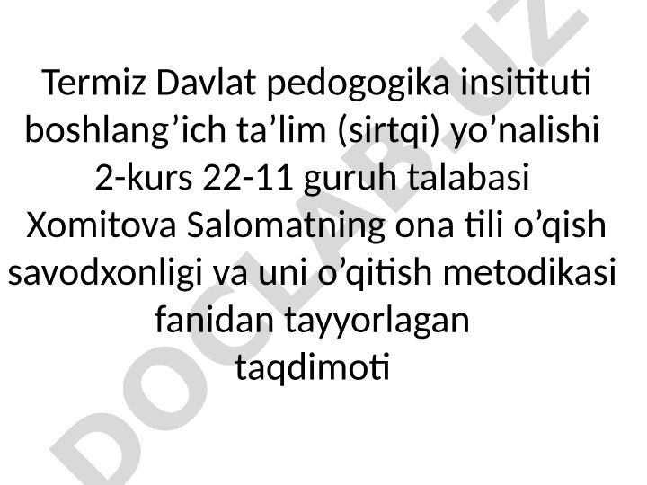 Ot so'z turkumi haqida umumiy ma'lumot va uning turlari