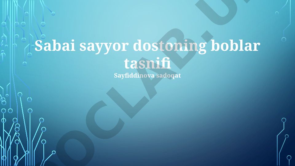 Yetti sayyora hikoyasining boblar tasnifi