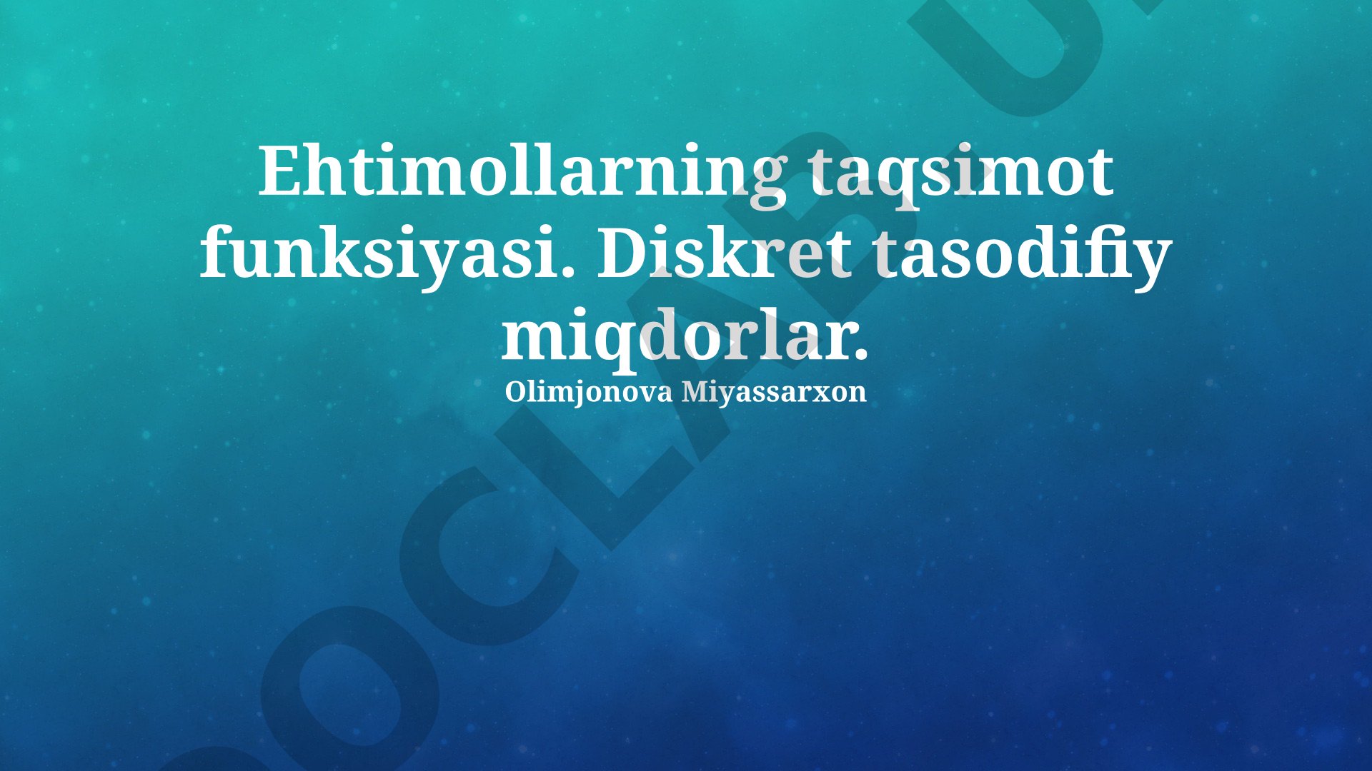 Diskret tasodifiy miqdorlar va ehtimollik taqsimot funksiyasi