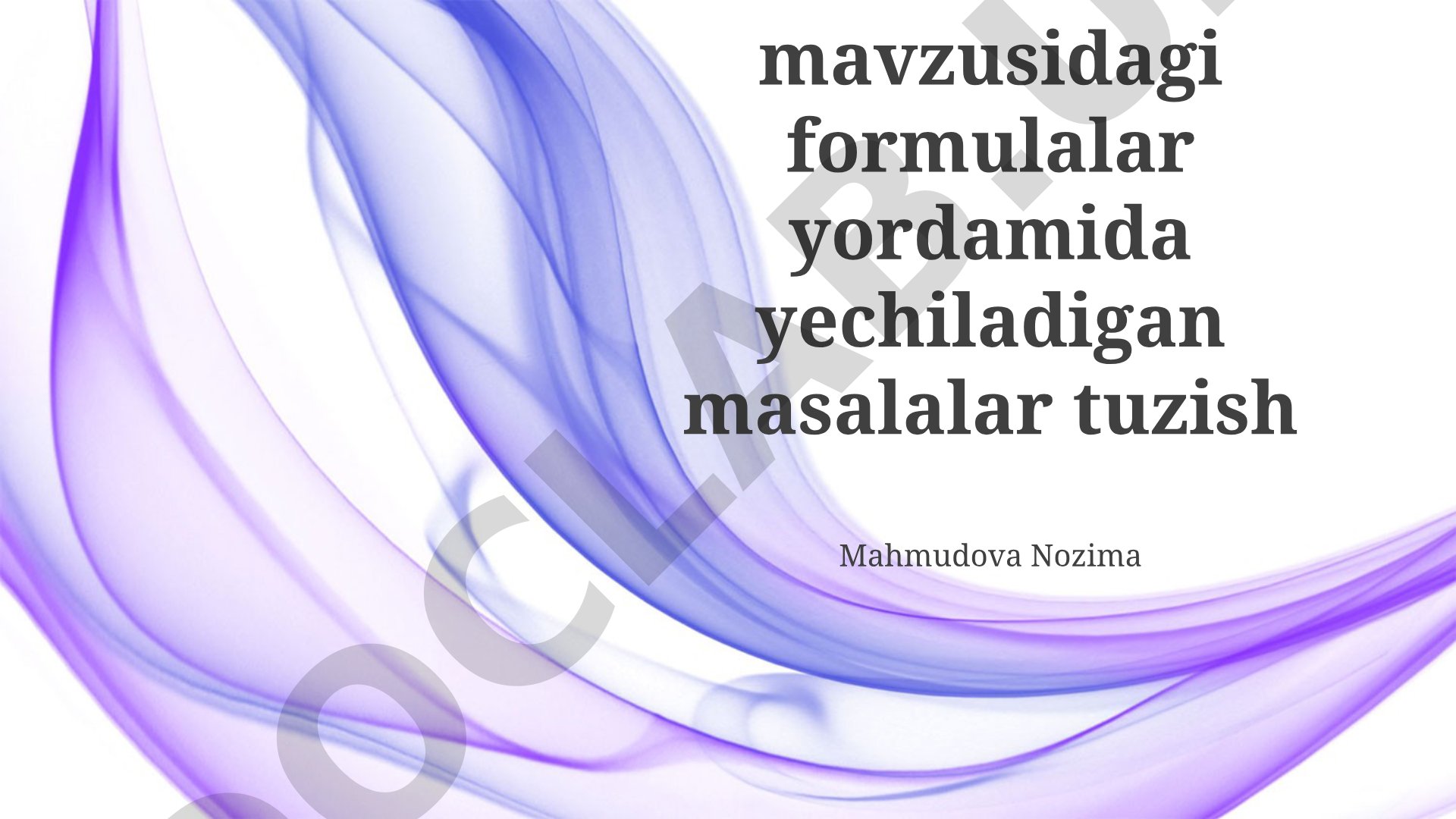 Kombinotorika mavzusidagi formulalar yordamida yechiladigan masalalar tuzish