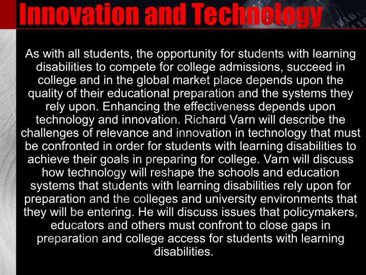 Innovation and Technology for Students with Learning Disabilities