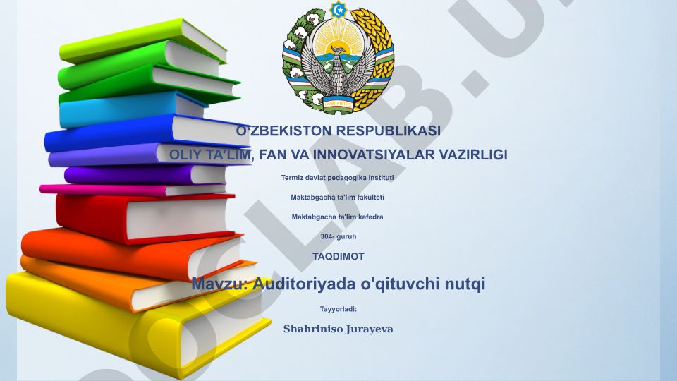 Auditoriyada o'qituvchi nutqi